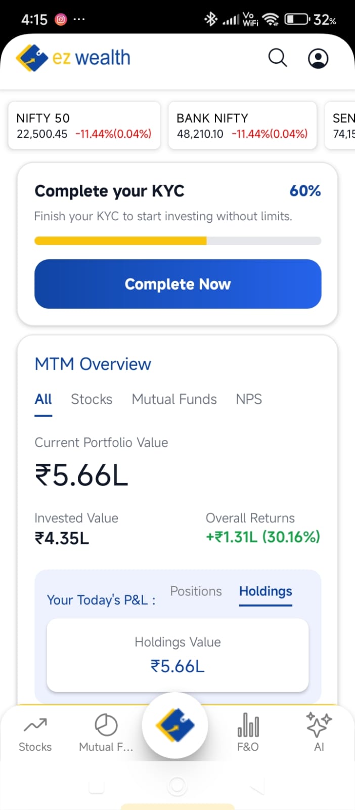 EZwealth app screen 2